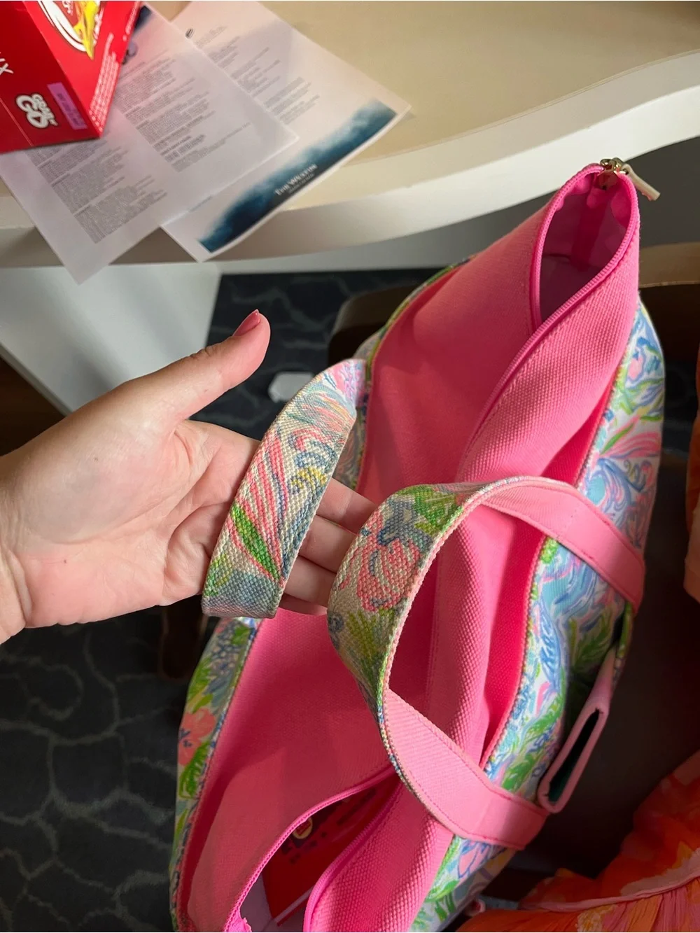 Lilly Pulitzer beach tote bag